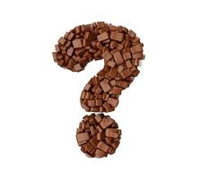 question mark made of chocolate Chunks Chocolate Pieces Alphabet question mark 3d illustration photo