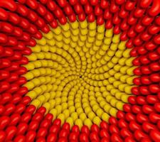 gominolas caramelos espiral fondo abstracto rojo y amarillo jalea remolino espiral redondo caramelos 3d ilustración foto