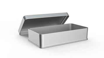 Rectangle Silver pencil box on white background blank stainless box for pencil or stationery isolated 3d illustration photo