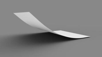 Bent empty paper sheet. empty paper Mockup A4 format paper with shadows on gray background 3d Illustration photo