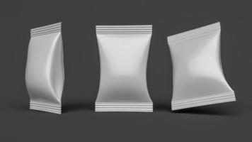 White mockup of pillow pack. flow packaging mockups 3d illustration photo