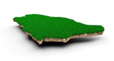 Saudi Arabia Map soil land geology cross section with green grass and Rock ground texture 3d illustration photo