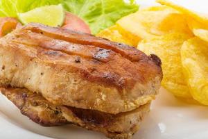 Grilled pork with potato photo