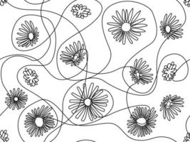 diseño de una línea sin costuras de flores exóticas en un estilo de garabato mínimo para el fondo botánico vector
