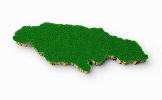 Jamaica Map soil land geology cross section with green grass and Rock ground texture 3d illustration photo