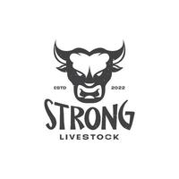 cabeza vintage negro vaca ganado ganado logotipo diseño vector gráfico símbolo icono ilustración idea creativa