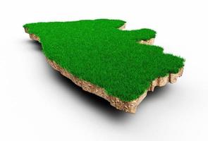 Liberia Map soil land geology cross section with green grass and Rock ground texture 3d illustration photo