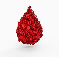 Drop of Red Blood Cells Isolated on white Background 3D Illustration photo