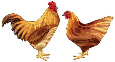 The hand drawn set of chicken. The breed of lincolnshire buff vector