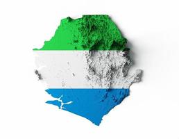 mapa de sierra leona bandera de relieve sombreado en el mapa de altura ilustración 3d foto