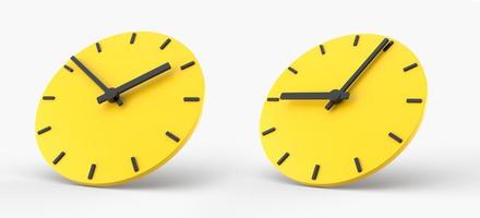 Yellow time clock isolated 3d illustration photo