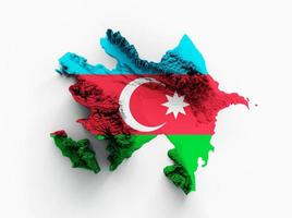 Azerbaijan Map and flag 3d topographic map 3d illustration photo