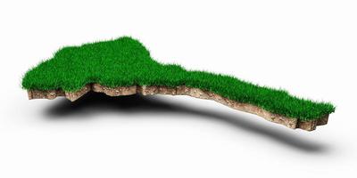 eritrea mapa suelo tierra geología sección transversal con hierba verde ilustración 3d foto