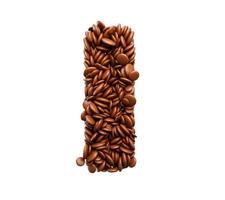 Letter I made of chocolate Coated Beans Chocolate Candies Alphabet Word I 3d illustration photo