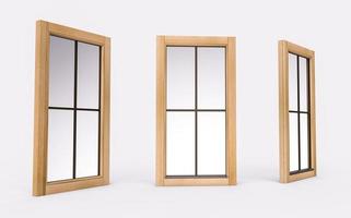 Vertical rectangle wooden window isolated on white background 3d illustration photo