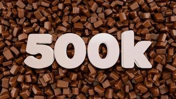 Texto 3d de 500k sobre fondo de trozos de chocolate ilustración 3d foto