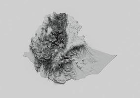 Ethiopia Map Shaded relief Grey color Height map on the Black and white Background 3d illustration photo