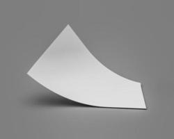 Bent empty paper sheet. empty paper Mockup A4 format paper with shadows on gray background 3d Illustration photo