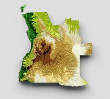 Angola Map Shaded relief Color Height map on isolated Background 3d illustration photo