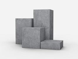 Display stand podium made from grey concrete in four step display of product design cement 4 podium Display background 3d rendering photo