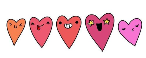 Collection of cute hearts stickers Royalty Free Vector Image