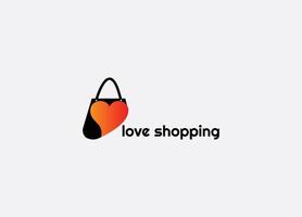 Love Shopping Abstract shop bag e-shop logo design vector