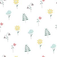 Summer minimal pastel flowers pattern on the white background vector