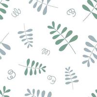 Stylish pattern of green and grey leaves on white background vector