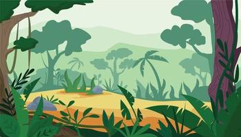 ilustración de vector de bosque tropical verde
