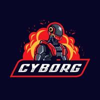 logotipo de la mascota del esport cyborg vector
