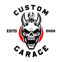 Skull devil with wrench custom garage vector