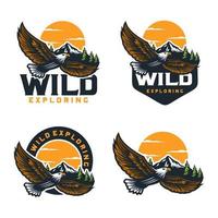 Wild exploring outdoor logo design template vector