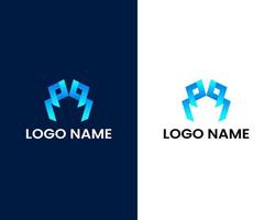 plantilla de diseño de logotipo moderno letra m y h vector