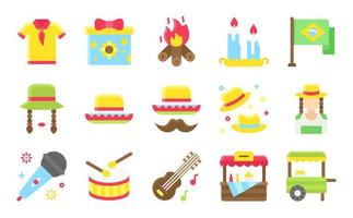 conjunto de iconos planos relacionados con festa junina vector