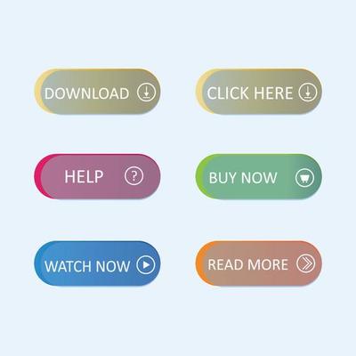 Modern vector set of trendy flat buttons. icons for web design and interface