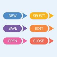 conjunto de vectores modernos de botones planos de moda. iconos para diseño web e interfaz