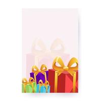 elegante cartel de vacaciones con cajas de regalo. diseño para su texto. ilustración vectorial para navidad, cumpleaños, día de san valentín, día de la caja de regalo, venta, obsequio. vector