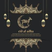 eid al adha mubarak publicación en redes sociales, pancarta islámica, tarjeta de felicitación vector