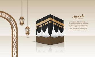 islamic greeting hajj for eid adha mubarak and pilgrimage vector