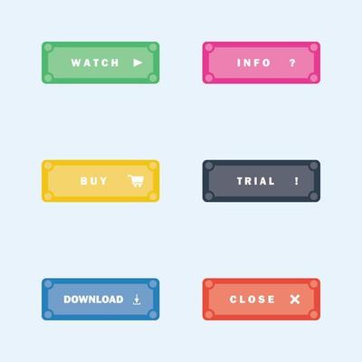 Modern vector set of trendy flat buttons. icons for web design and interface