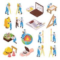 Isometric Engineer Surveyor Set vector