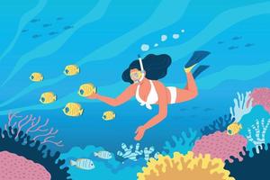 Diving Flat Illustration vector