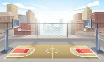 Basketball Court Cartoon Illustration