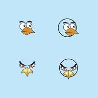 cartoon birdies face emoticon design vector