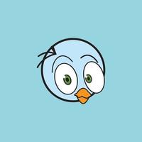 cartoon birdies face emoticon design vector