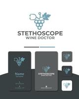 stethoscope grape leaf logo design vector, medical, fruity vector