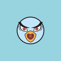 cartoon birdies face emoticon design vector