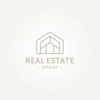 real estate line art logo template vector illustration design. minimalist architecture building symbol logo concept