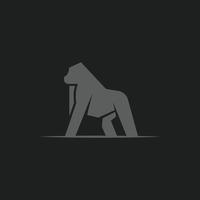 diseño de ilustración de vector de plantilla de icono de logotipo de silueta de gorila grande y fuerte