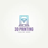 3d printing simple line art logo icon template vector illustration design. simple illustration of production 3d printing concept